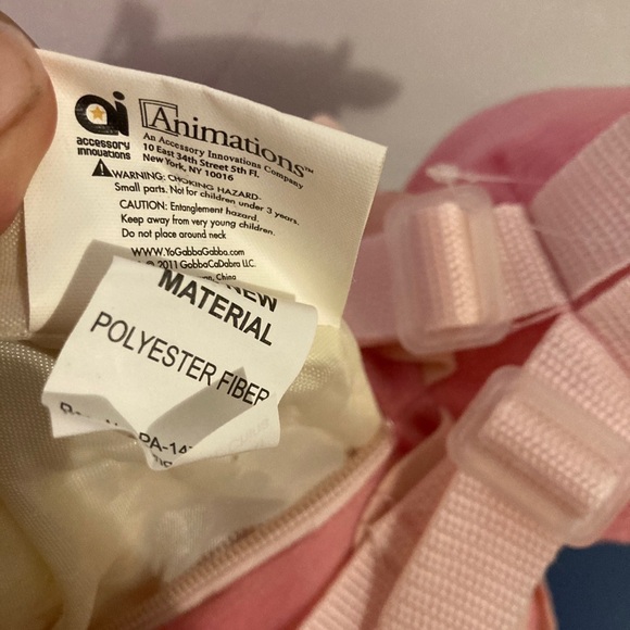 Yo Gabba Gabba Foofa Pink 18 " Plush Backpack Tote- NEW No Tags! - Picture 3 of 7